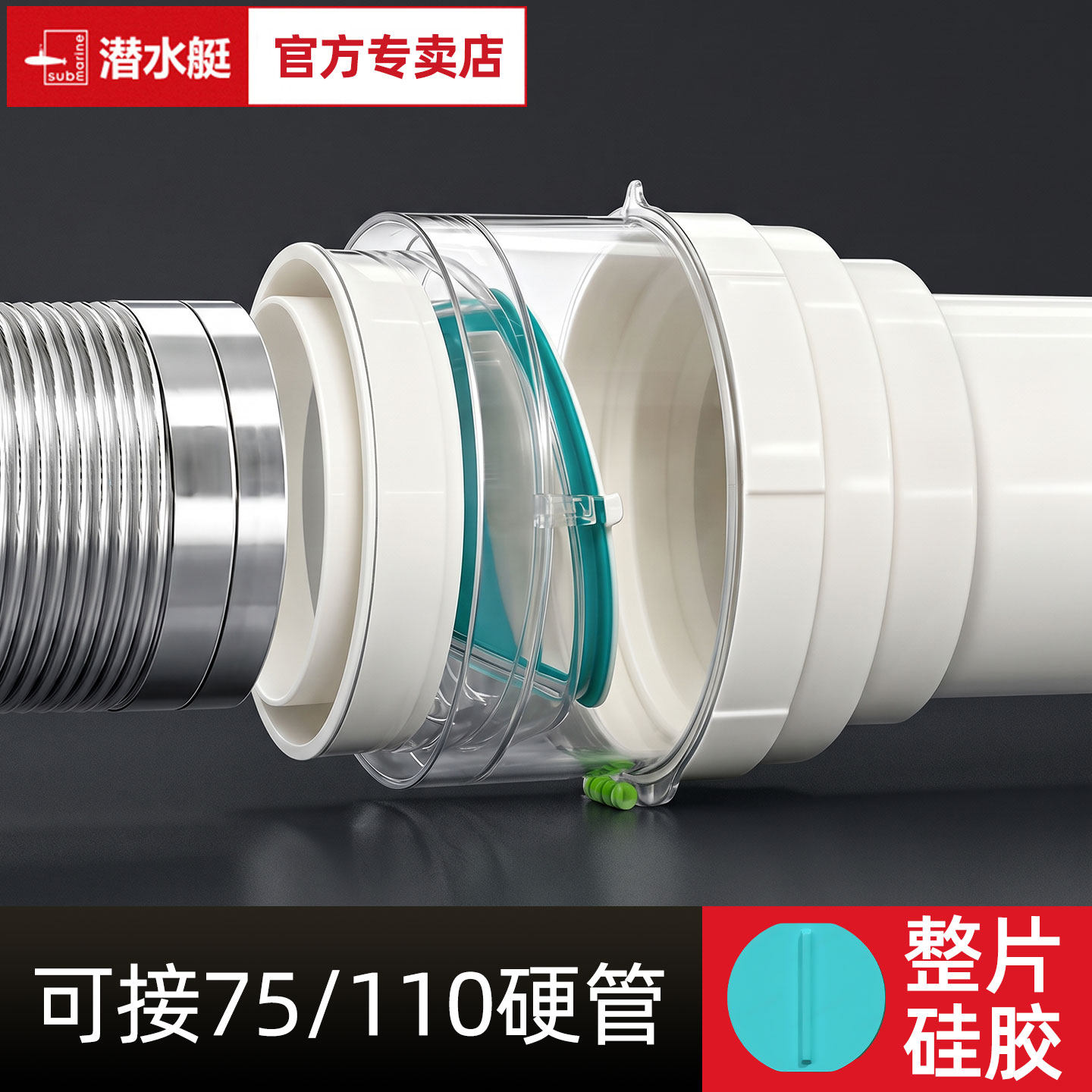潜水艇卫生间止逆阀浴霸排气扇风管110/75PVC管道止回阀防臭神器