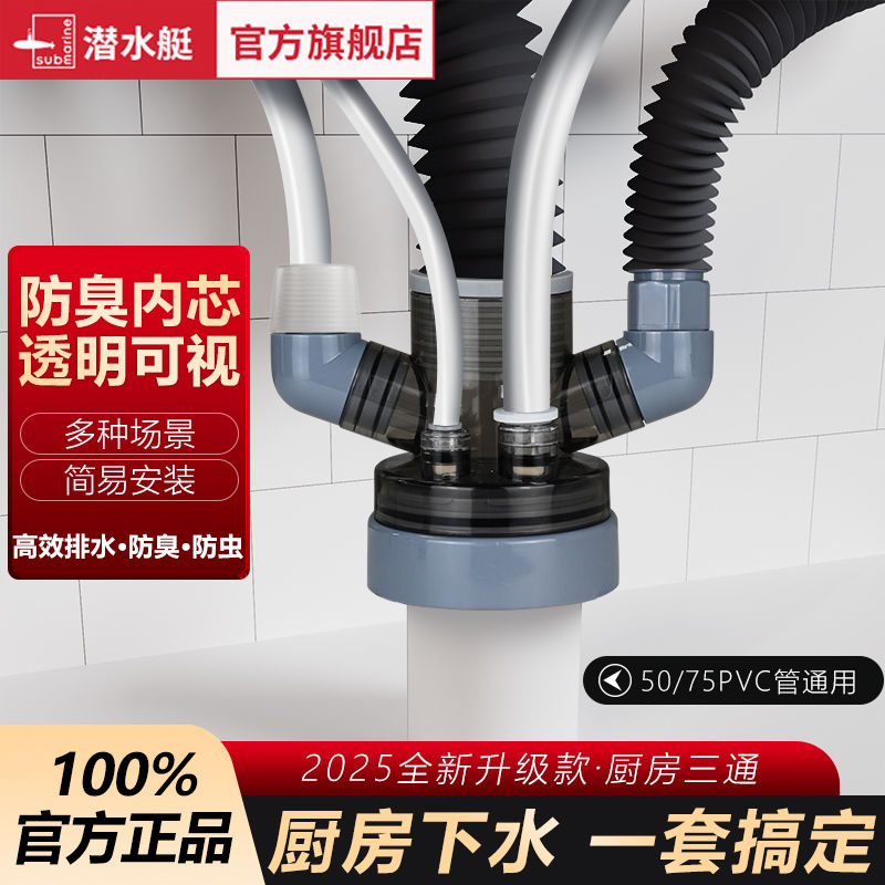 潜水艇厨房水槽下水管三通头
