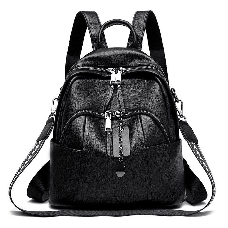 头层牛皮新款女士真皮双肩包时尚百搭大容量休闲背包日常通勤包