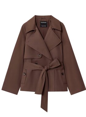 Lace-up short trench coat秋季新款女气质系带收腰短款风衣外套