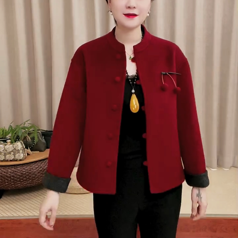 樱桃拼色短款毛呢外套女新款宽松遮肉上衣时尚减龄洋气中老年女装,女装/女士精品,中老年女装,淘宝优惠券,粉丝福利购,淘宝优惠卷