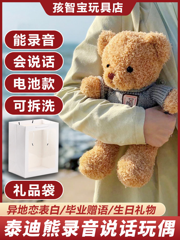 泰迪熊录音玩偶可以说话能发音公仔毛绒娃娃送女生日礼物闺蜜男友