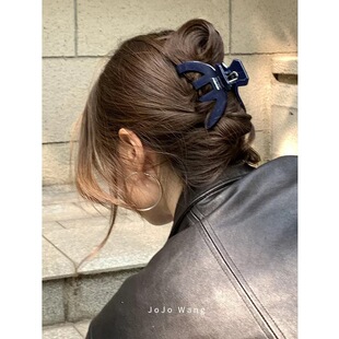 miu蓝小方气质抓夹简约金标发抓高级发夹夏季 气质韩国发饰头饰品