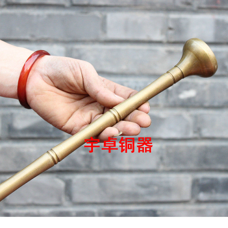 宇卓铜器 纯铜拐杖 黄铜拐杖 龙头实心拐杖 光面圆头拐杖  摆件