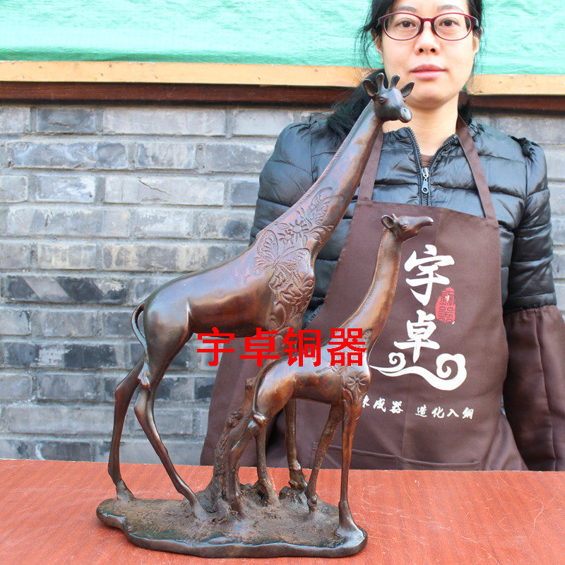 宇卓铜器纯铜鹿黄铜鹿铜母子鹿家居装饰工艺品摆件