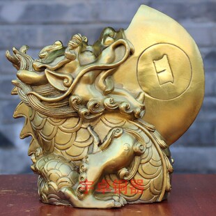 宇卓铜器 纯铜睚眦 黄铜睚眦 日月神兽 龙斧头摆件