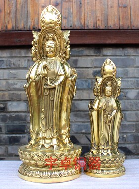 宇卓铜器纯铜四面佛四面观音菩萨 净瓶送子莲花观世音 摆件