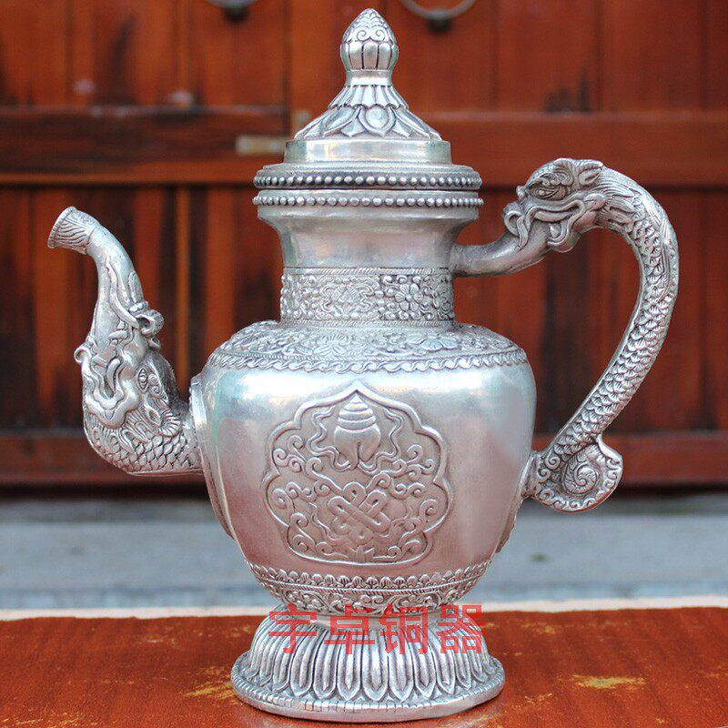 宇卓铜器纯铜藏壶黄铜藏壶酒壶水壶工艺品桌面摆件 茶壶大藏壶