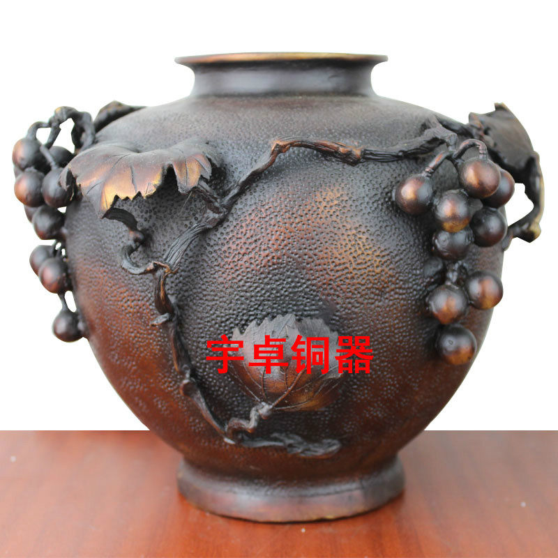 宇卓铜器 纯铜缸 黄铜缸 铜罐 葡萄缸 储物罐 工艺品摆件