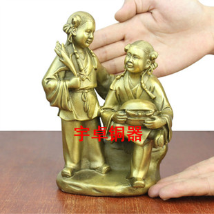 宇卓铜器纯铜和合二居 和合二圣工艺品摆件 结婚婚庆礼品吉祥物