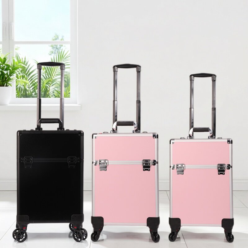 专业拉杆化妆箱手提大容量彩妆跟妆美甲纹绣师工具箱子半永久密码