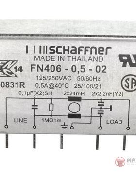 原装正品FN406-0.5-02全新LINE FILTER 250VAC 500MA TH