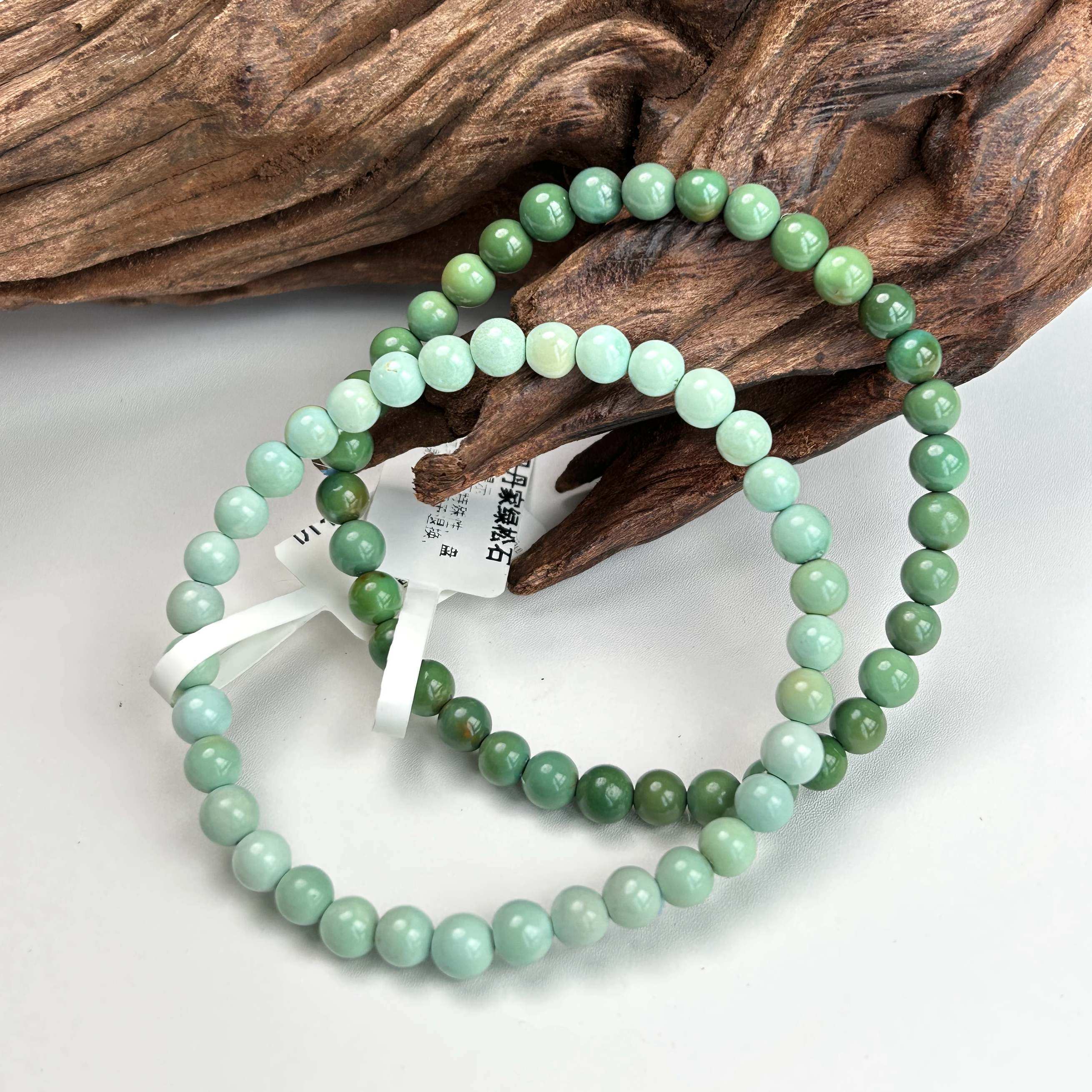 湖北高瓷原矿绿松石手串 天然精品果冻料瓷釉级收藏手链佛珠圆珠