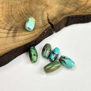 湖北原矿绿松石6mm桶珠枣珠 天然高瓷无优化顶珠腰珠墩子散珠