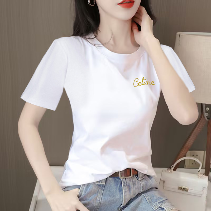 品牌正肩白色纯棉短袖T恤女2026新款夏季爆款宽松大码中袖上衣服