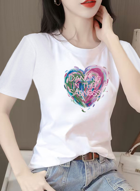 韩版修身白色纯棉短袖女t恤夏洋气设计感小众全棉短款高级感上衣