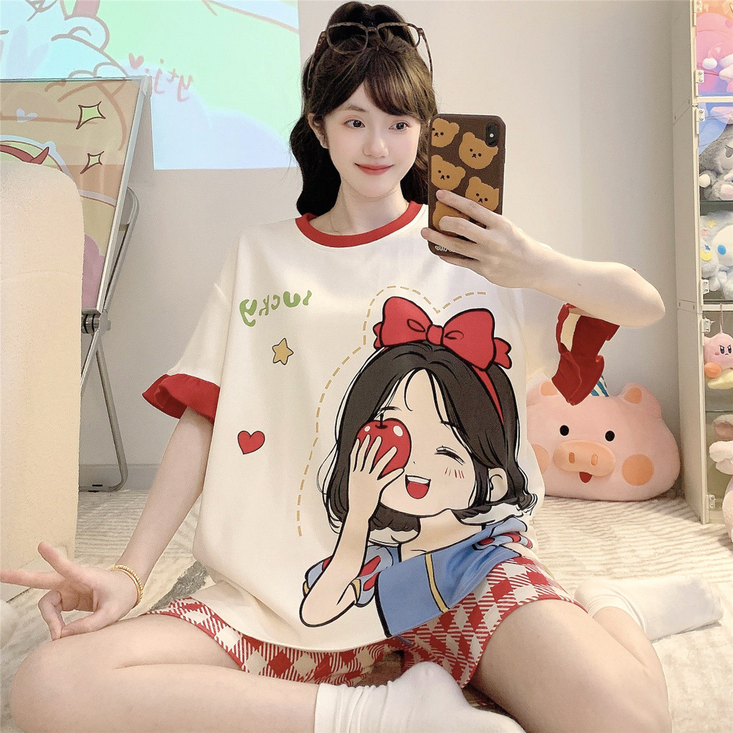 少女睡衣夏季薄款短袖纯棉女孩中大童学生公主风家居服套装12岁15