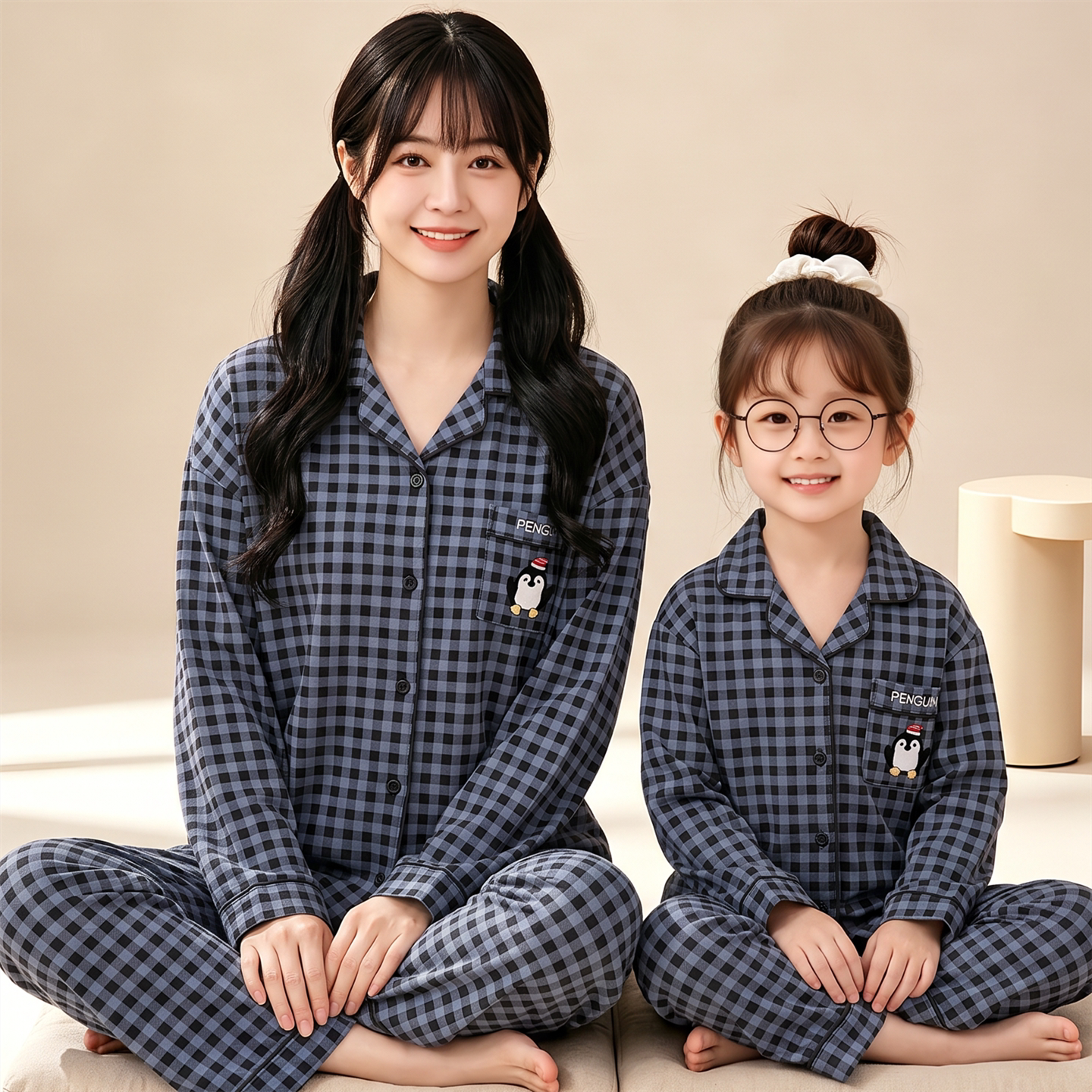 女童睡衣春秋季长袖纯棉开衫儿童中大童女孩母女亲子装家居服套装