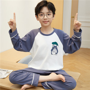 儿童睡衣男童春秋季纯棉长袖薄款小男孩中大童可爱卡通家居服套装