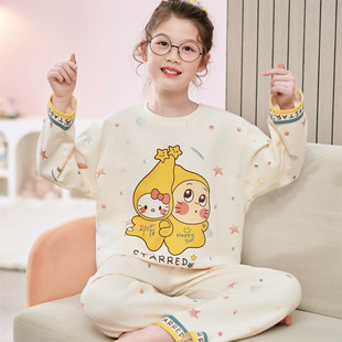 2026年新款儿童睡衣女童春秋季长袖纯棉卡通女孩中大童母女家居服