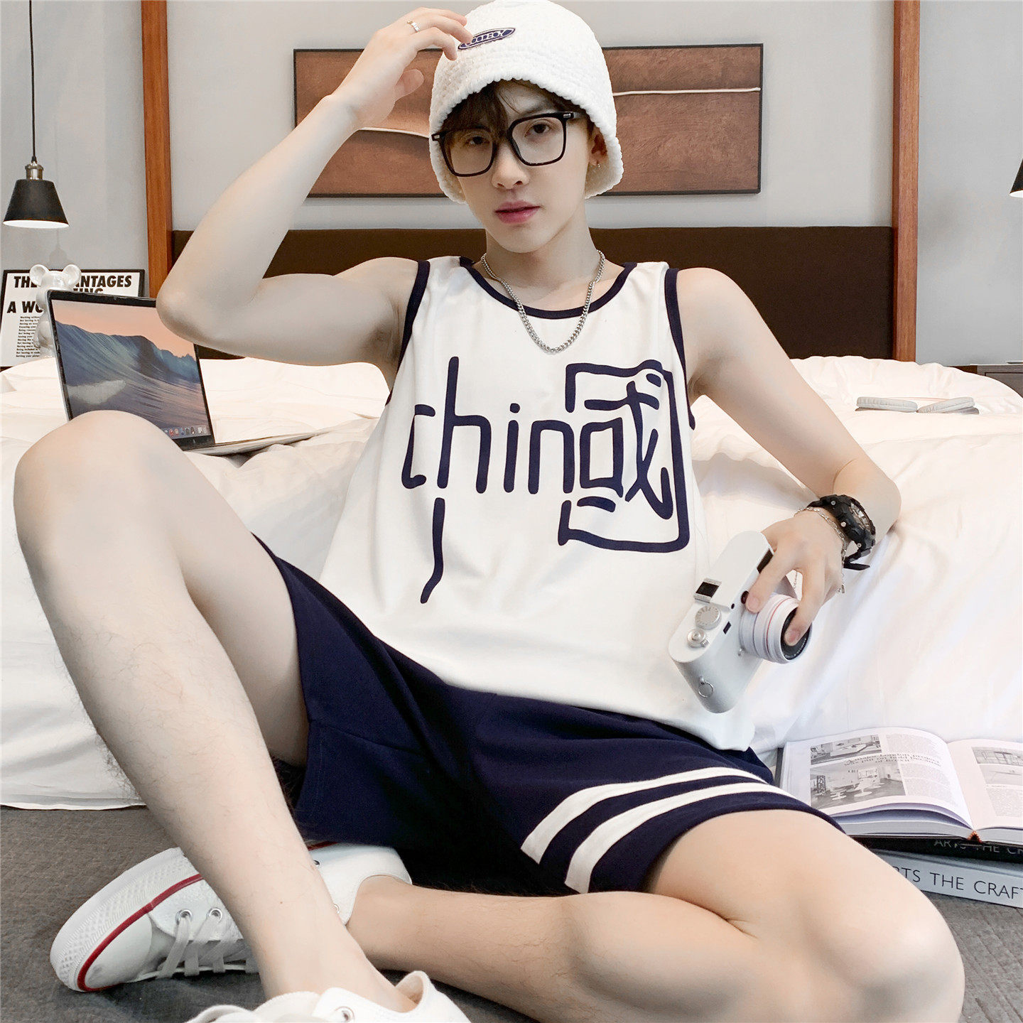 睡衣男款夏季短袖背心纯棉大童男孩青少年初中高中学生家居服套装