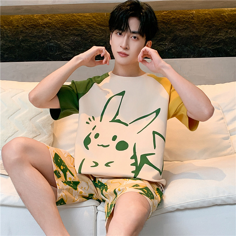 男孩中大童睡衣12-13夏季薄款短袖纯棉青少年学生14-15岁家居服男