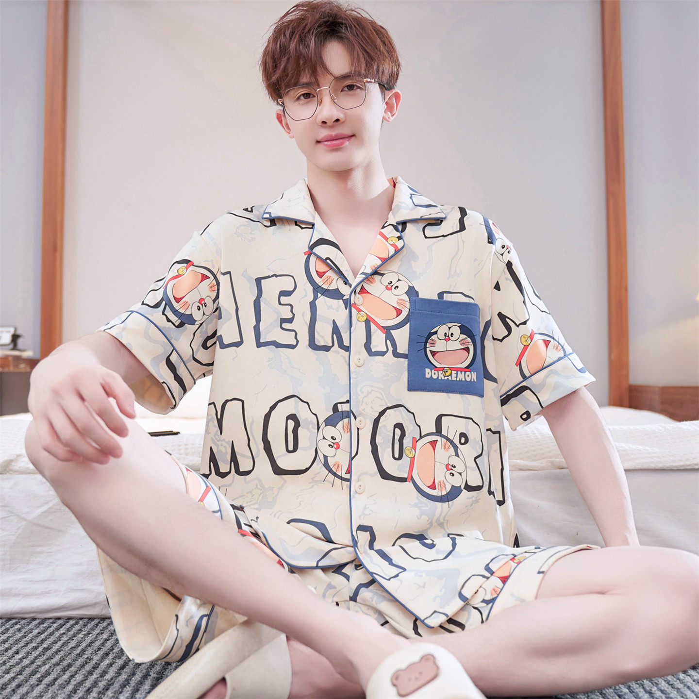 青少年睡衣男款夏季薄款短袖纯棉大童男孩初中高中学生家居服套装