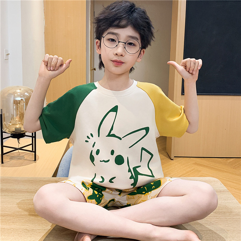 儿童睡衣男童纯棉短袖夏季薄款男孩中大童宝宝可爱超萌家居服套装