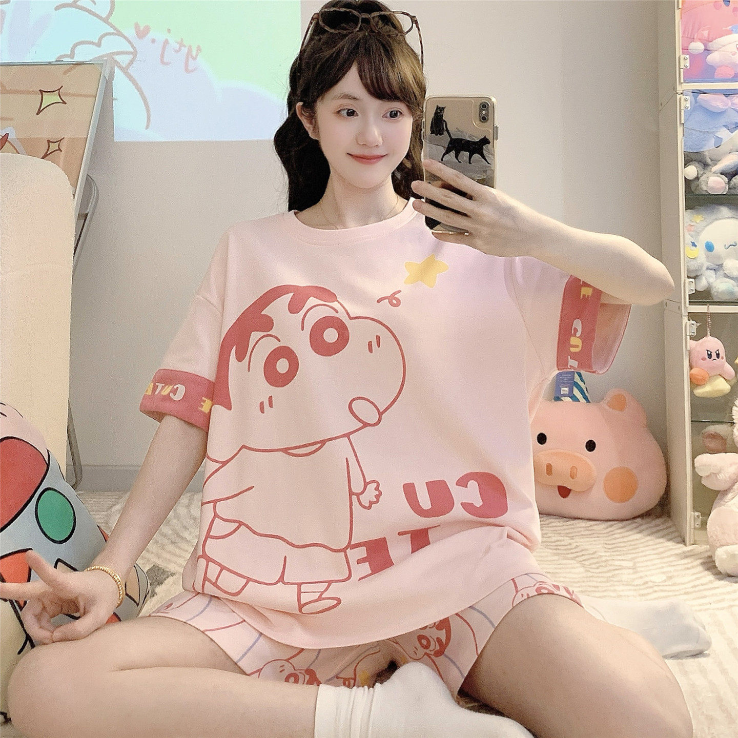 女孩中大童睡衣夏季薄款短袖纯棉10-12-13岁学生加大码家居服套装