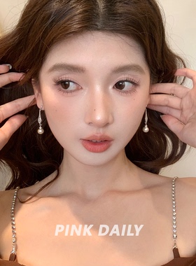 Pink Daily法式气质轻奢珍珠吊坠耳钉耳夹女高级感耳坠设计感耳饰