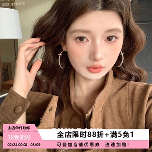 Pink Daily满钻十字架大圈时尚大耳环女气质高级感圈圈耳圈耳饰