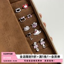 Pink Daily满钻kt猫钛钢耳钉女可爱小巧精致耳骨钉超闪甜美耳蜗钉