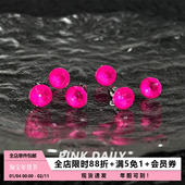 Pink Daily芭比粉华子钛钢耳钉耳蜗钉玫红色耳骨钉多巴胺平底耳饰