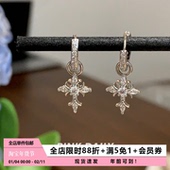 Pink Daily满钻巴洛克十字架吊坠耳环女耳钉设计感耳圈耳扣耳饰