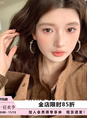 Pink Daily满钻十字架大圈时尚大耳环女气质高级感圈圈耳圈耳饰