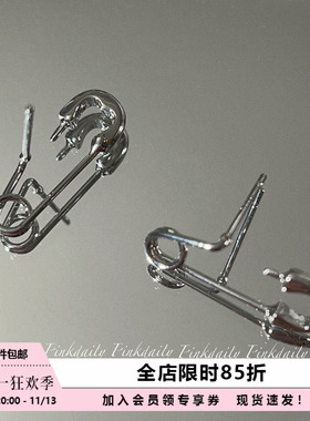 设计感回形针耳钉女甜酷风