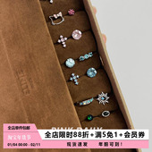 Pink Daily华子十字架超闪钛钢百搭耳钉女满钻耳骨钉耳蜗钉耳饰