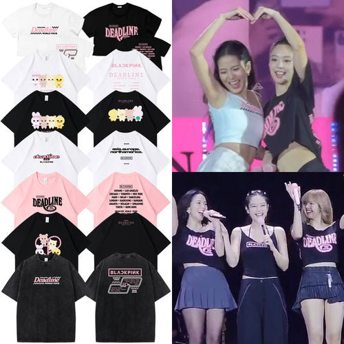 BLACKPINK粉墨DEADLINE演唱会高雄场快闪周边同款短袖T体恤上衣服