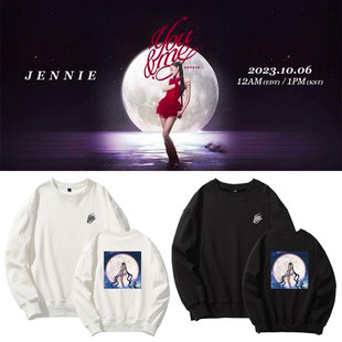 blackpink金珍妮专辑JENNIE YOU&ME同款卫衣服薄加绒印花套头上衣