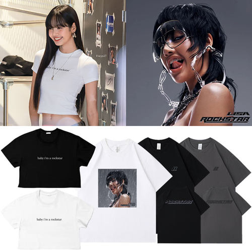 blackpink LISA ROCKSTAR快闪周边同款短袖T恤印花宽松夏季打底衫