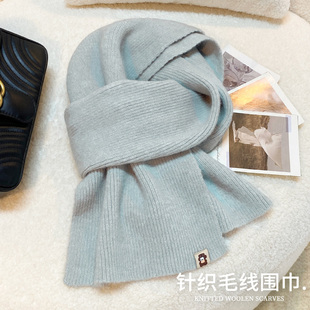 小熊针织毛线围巾女款2025新款冬季高级感男式围脖青少年护颈百搭