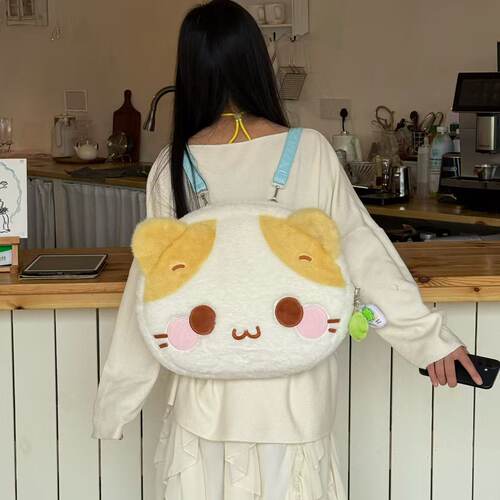 棉花糖猫大脸包双肩背包大学生
