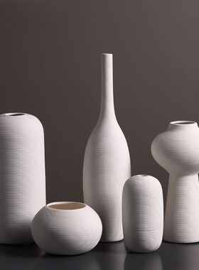 ins风高颜值白色陶瓷花瓶摆件 创意家居客厅玄关酒柜摆设软