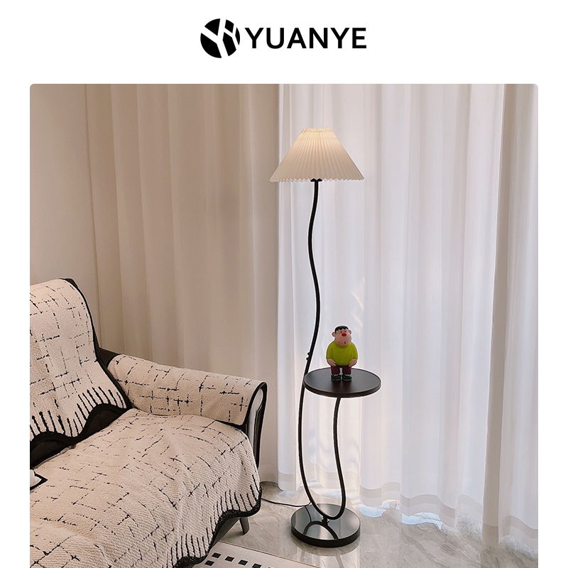 落地灯置物架一体带沙发旁边几圆桌客厅卧室床头茶几装饰立式台灯