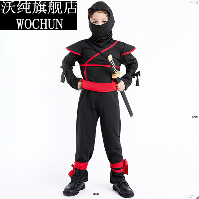 儿童蒙面勇士cosplay服 万圣角色扮演黑色忍者服舞台装