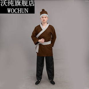 店小二服装古代百姓衣服男女舞台演出套装帽子和上衣裤子话剧戏曲