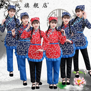 村姑演出服儿童小铁梅阿庆嫂舞台服装红灯记李铁梅表演服装采茶女