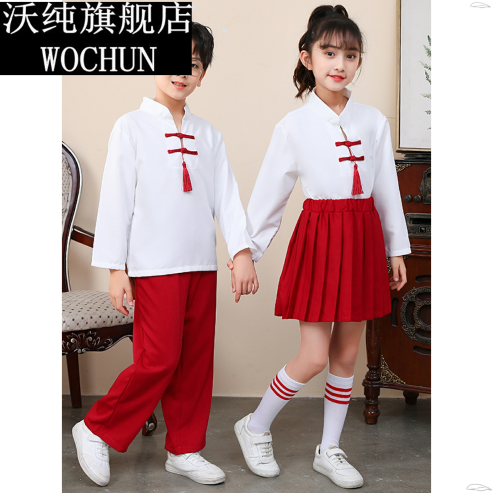 儿童民国风学生装五四青年装女童小学合唱朗诵运动会开学礼演出服