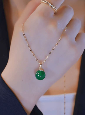 时尚百搭绿珠珠项链小众锁骨链