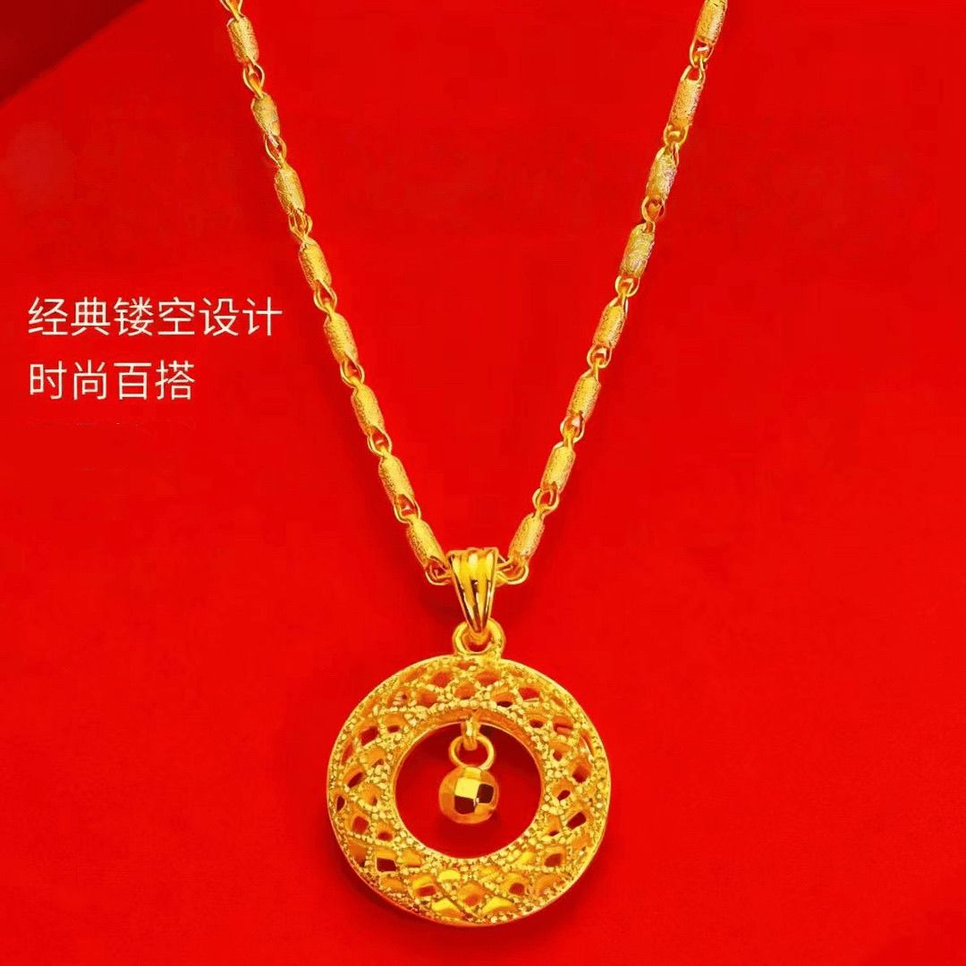 竹节链花丝网格转运珠平安项链